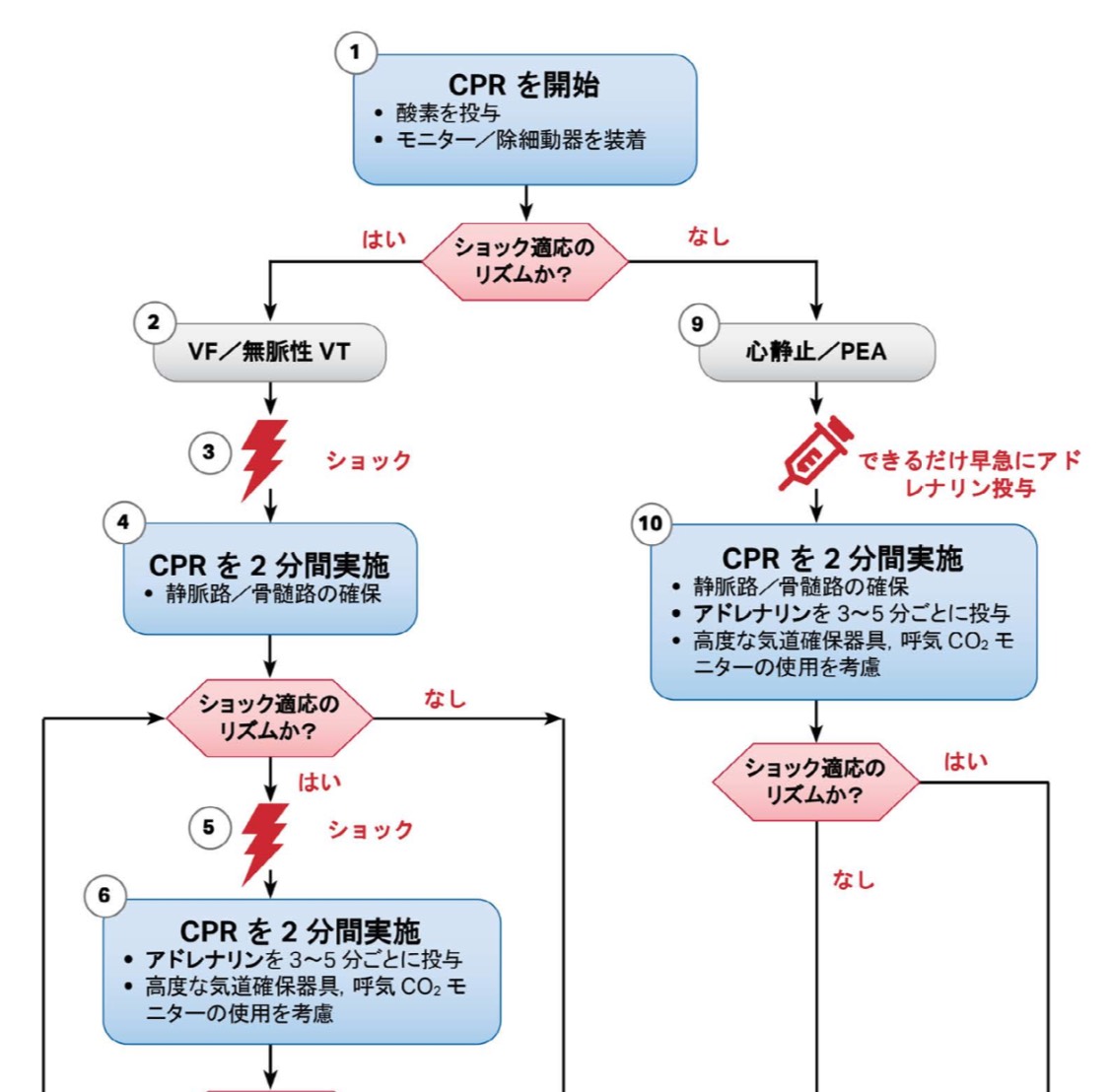 院内発症のVFに対してアドレナリン投与の適切なタイミングは？ - 救急医の小部屋